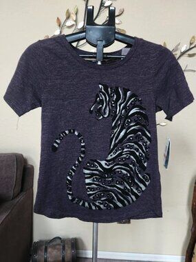 NWT Democracy purple sz XS tiger / cat shirt